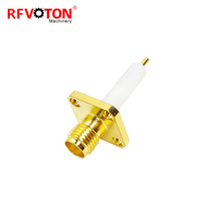 Conector coaxial Rf de montaje en panel de brida de cuatro orificios hembra SMA chapado en oro
