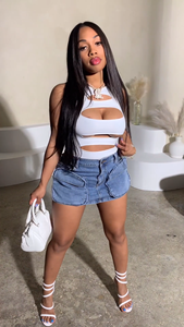 สาวๆ ใส่กระโปรงยีนส์สั้นรัดรูป เซ็กซี่ สวย น่ารัก ทันสมัย - Product Image 5