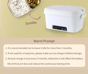 Cordless Self Heating Electric Rechargeable Food Warmer Lunch <b>Box</b> with Stainless Steel Lid Fast Heating & Portable - Product Image 5