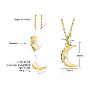 Unieke Sieraden 2020 Mode Hanger Ketting Roestvrij Staal 18K Vergulde Kristallen Halve Maan Vriendschapsketting - Product Image 2