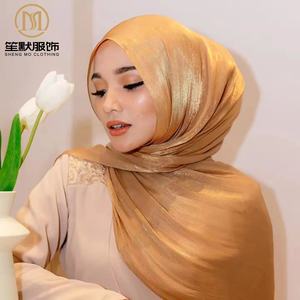 Hijab en mousseline de soie plissé de luxe pour femmes filles et musulmanes, châle scintillant à paillettes, écharpe Bawal Malaisie, dernière vente en gros - Product Image 2