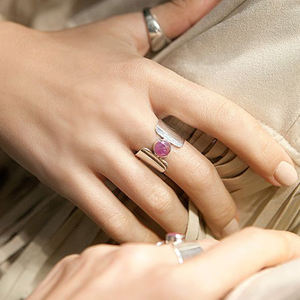 Nouvelle bague en pierres précieuses de Tourmaline rose à la mode pour femmes bijoux en laiton naturel unisexe pour anniversaire de fête de fiançailles de mariage - Product Image 3