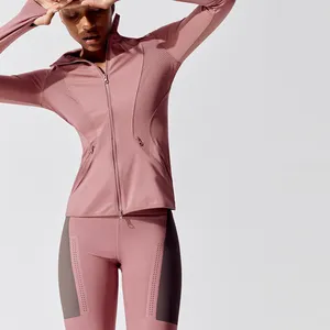 מלא zip 2022 אביב קל ללבוש אתלטי אגודל ארוך שרוול ספורט להאריך ימים יותר יוגה כושר מעיל למעלה