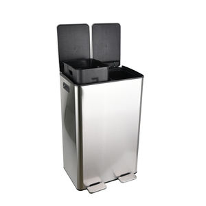 <span class=keywords><strong>Poubelle</strong></span> <span class=keywords><strong>double</strong></span> grande <span class=keywords><strong>poubelle</strong></span> de recyclage <span class=keywords><strong>60L</strong></span> avec <span class=keywords><strong>poubelle</strong></span> à pédale pliable en acier inoxydable avec couvercle d'ouverture WBS033L60 - Product Image 2
