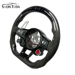 Volant <span class=keywords><strong>Audi</strong></span> A7 SOON TODA, modèles 2012-2020, garniture en cuir et fibre de carbone, design <span class=keywords><strong>sport</strong></span> à fond plat pour une conduite confortable sur de longues distances - Product Image 3