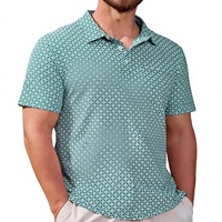 Polo de Golf para Hombre, Corte Ajustado, Secado Rápido, Estampado, Transpirable, Tejido Elástico en 4 Direcciones, Absorbe la Humedad, Bolsillo en el Pecho, Diseño con Ventilación Lateral