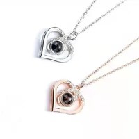 100 langue je t'aime cristal couleur personnalisée photo strass mode pendentif Projection collier