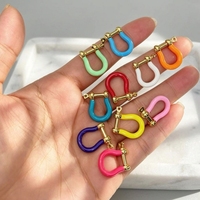 Fermoir manille en laiton plaqué or 18 carats avec émail coloré, petit format, résistant au ternissement, pour la création de colliers et bracelets DIY