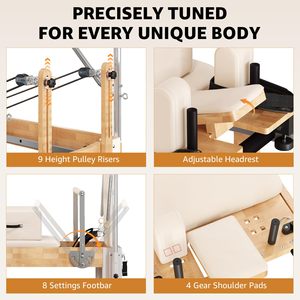 CZFIT Set de Reformer de Pilates Ajustable de Madera de Arce con Cama de Entrenamiento de Core - Multifuncional, Duradero y Ecológico - Product Image 2
