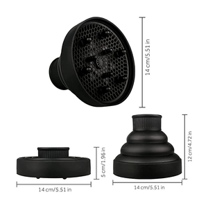 Difusor de Secador de Pelo Plegable de Silicona y Plástico para Salón de Belleza <span class=keywords><strong>WangDa</strong></span>, Negro, Resistente al Calor, Profesional - Product Image 3