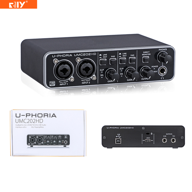 UMC202HD Top Quality Sound Card 2-In/2-Out USB 2.0 Audio Interface with Dual XLR  Audio Controller Indoor Studio Music Equipment