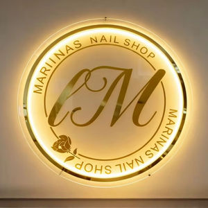 Letrero de Neón Personalizado, Letrero Redondo de Acrílico Retroiluminado, Letrero Comercial Iluminado con LED, Letrero para Pared Interior de Tienda, Letrero con Logotipo con Luz - Product Image 1