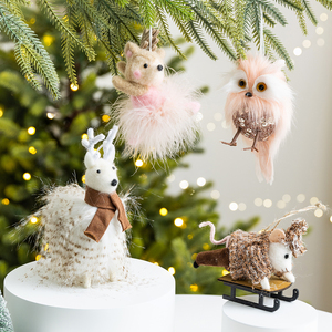Adornos Navideños Hechos a Mano <span class=keywords><strong>de</strong></span> Fieltro: Alce y Búho <span class=keywords><strong>de</strong></span> Peluche, Decoraciones Encantadoras para Escritorio, Árboles <span class=keywords><strong>de</strong></span> <span class=keywords><strong>Navidad</strong></span> y Reuniones Familiares - Product Image 3