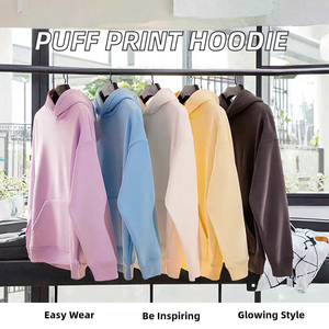 Sudadera con capucha OEM personalizada de algodón pesado para estampado de hojaldre ropa de calle unisex de alta calidad de gran tamaño para hombres - Product Image 2