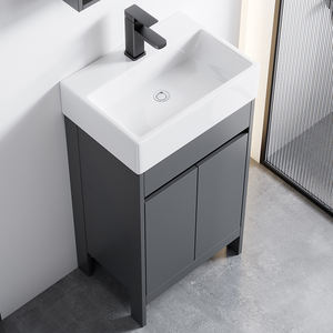 Cabinet <span class=keywords><strong>de</strong></span> toilette <span class=keywords><strong>de</strong></span> salle <span class=keywords><strong>de</strong></span> bain sur pied en pvc sur mesure bon marché pour hôtels, minimalisme personnalisé, vente en gros à bas prix - Product Image 5