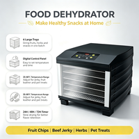 Déshydrateur alimentaire numérique à 6 plateaux, plage de température 35-80°C, design écologique, fonctionnement silencieux, utilisation facile pour la maison et le commerce