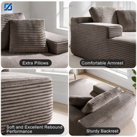 Canapé modulaire en velours côtelé doux personnalisé, une place, avec coussins décoratifs, moderne et écologique pour salon – Vente en gros