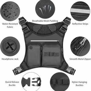 Solid Oxford Fabric Vest Bag Backpack Headphone Jack Running Sports Backpack Outdoor Riding Bag Tactical <b>Chest</b> Bag - Product Image 3
