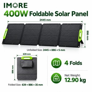 CE RoHS UKCA 400W Foldable <b>Solar</b> <b>Panel</b> Monocrystalline ETFE IP67 with MC4 for Outdoor Travel and <b>Portable</b> Power Stations - Product Image 1
