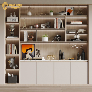 Librero de Madera Moderno y Minimalista, Personalizado, <span class=keywords><strong>con</strong></span> Iluminación <span class=keywords><strong>LED</strong></span> Integrada, de Gran Capacidad, para Villa de Lujo - Product Image 5