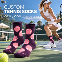 Chaussettes de sport athlétiques pour femmes, motif balles de tennis colorées, pour l'entraînement sur le terrain, chaussettes de tennis tendance