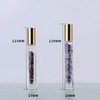 Flacon roll-on de luxe vide 10 ml, forme ronde ou carrée, pour parfum ou huile essentielle, avec pierres précieuses et boîte