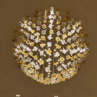 Lustre moderne de luxe personnalisé pour hall d'hôtel, grande lampe d'escalier en verre, feuilles d'érable suspendues, décoration artistique, LED