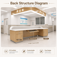 Bureau d'accueil moderne en forme de L pour infirmières, comptoir personnalisé pour hôpital ou clinique avec rangement et éclairage LED