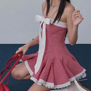 เดรสสั้นสายเดี่ยวผูกโบว์ ดีไซน์หรูหรา ประดับระบาย ทรงเข้ารูป สวยเซ็กซี่น่ารักสำหรับผู้หญิง - Product Image 1