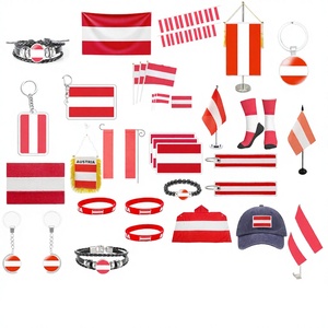 Nuoxin Set da 23 Pezzi <span class=keywords><strong>Serie</strong></span> Bandiera Austriaca per Tifosi di Calcio e Sport all'Aperto: Portachiavi, Bandierina da Tavolo, Braccialetto, Cappello da Basket - Product Image 1