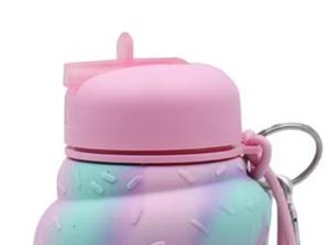 Ferts Cute Pink Ice Cream Design Botella de silicona plegable Accesorios de <span class=keywords><strong>bicicleta</strong></span> para niños con asa Garantizar la seguridad alimentaria - Product Image 4