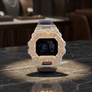 Luxury <b>Square</b> Digital <b>Watch</b> with Stainless Steel & Moissanite Case and Glass Dial 36mm Unisex Fashion Wristwatch - Product Image 3