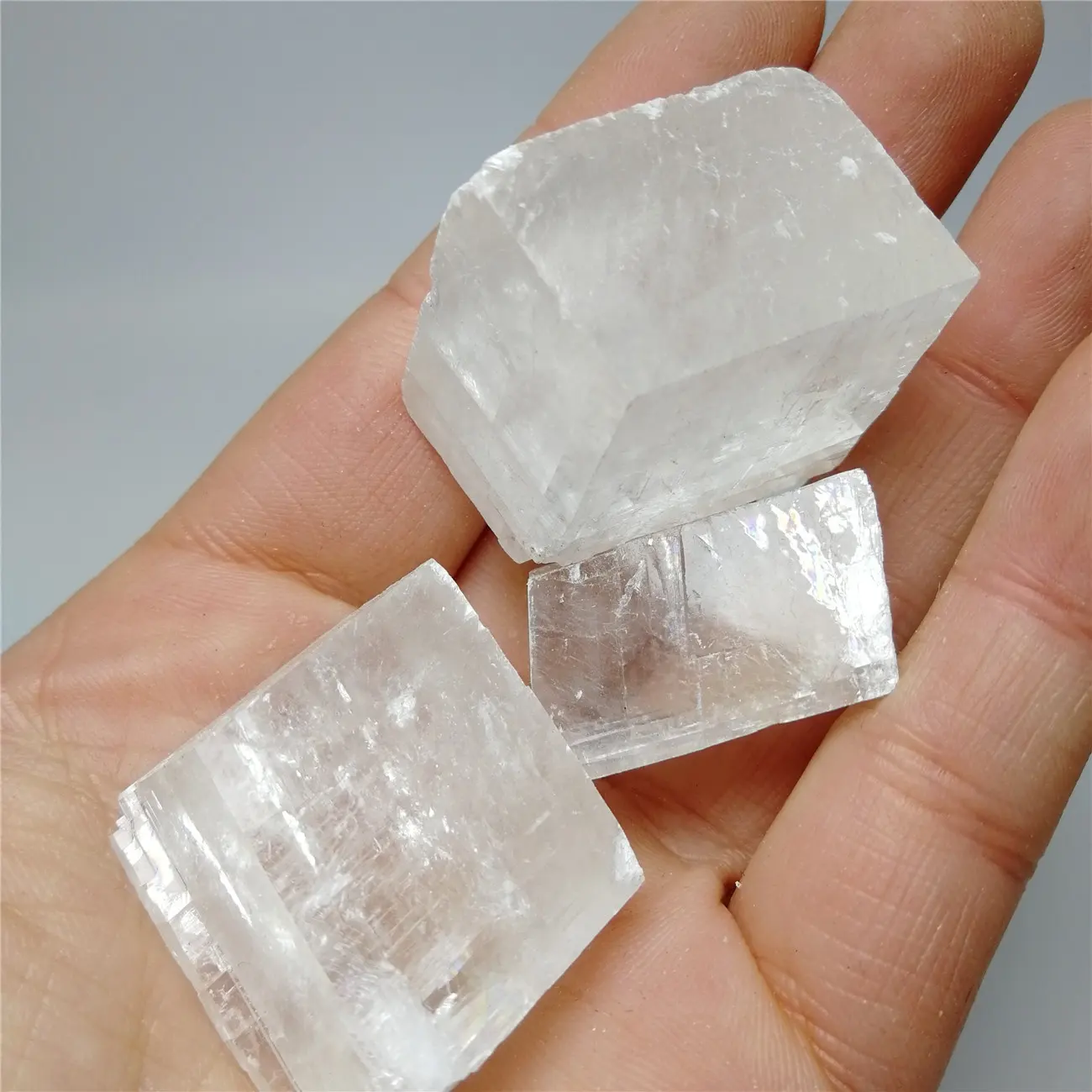 Cubos de cristal de pedra calcita branca cru, alta qualidade, natural, transparente, iceland, venda