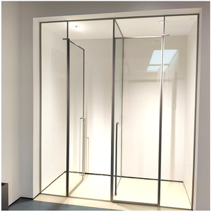 Mampara de Ducha Moderna Esquinera Portátil con Puerta Corredera de Vidrio Curvo para Baño, Hotel, Edificio, Cabinas de Ducha Hechas a Medida - Product Image 4