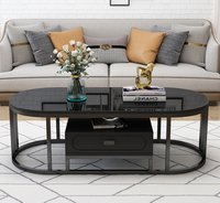 YQ JENMW table basse moderne en verre de luxe, table de salon maison table à thé simple multifonctionnelle table en fer