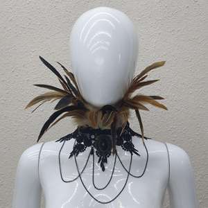 قلادة نسائية من الريش مع ريش أسود ودانتيل، إكسسوار لأزياء الهالوين التنكرية، مريحة للبالغين - Product Image 2