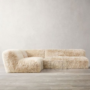 Hiện đại sang trọng Fluffy Faux Fur cắt couch Modular <span class=keywords><strong>sofa</strong></span> Set l-hình dạng góc cho nhà phòng khách khách sạn Văn phòng Sảnh tiếp tân - Product Image 1