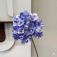 Roses bleu royal poussiéreux en gros, hortensias, fleurs artificielles en soie, fleurs artificielles en soie pour événements de mariage, bricolage, feuilles de plantes artificielles en soie