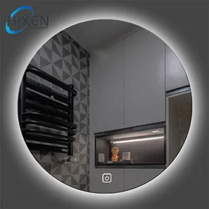 HIXEN 18-25B Oem/odm Amazon penjualan terlaris Hotel anti-kabut kamar mandi tanpa bingkai cermin lampu belakang Led layar sentuh Smart Mi