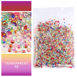 Venta al por mayor de diamantes de imitación de resina de 2mm/3mm/4mm/5mm/6mm con parte trasera plana en colores Jelly <span class=keywords><strong>AB</strong></span>, en paquete a granel para decoración de prendas. - Product Image 5