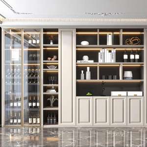 Vitrine de salon moderne en bois avec porte en verre et étagères murales, meuble de rangement pour une maison élégante - Product Image 1