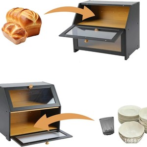 Boîte à pain en bambou de grande capacité, conteneur de stockage anti-poussière et anti-humidité pour la cuisine et la maison - Product Image 2