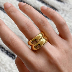 מודרניסטי 18K זהב שמנמן לבן מעטפת עבה הצהרת טבעות סיגר להקת טבעת עבור נשים מינימליסטי תכשיטים - Product Image 3