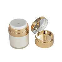 Pot pompe airless rond en acrylique blanc et or de 15 ml, 30 ml, 50 ml pour crème visage et crème solaire, avec logo personnalisé, emballage en gros