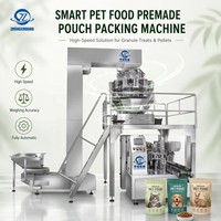 Machine d'emballage automatique pour aliments pour animaux de compagnie en sachets préformés, granulés, friandises, pellets, machine de remplissage et de scellage rotative pour sachets verticaux