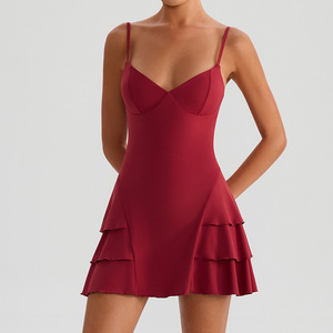 RUIQUWIN Vente en gros Robe à volants sans manches pour femme Robe de sport avec poches Séchage rapide Robe de yoga et de tennis - Product Image 3
