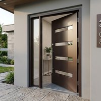 Portes battantes modernes en fer forgé avec panneaux en fibre de verre pour entrée principale, extérieur, appartement, salon