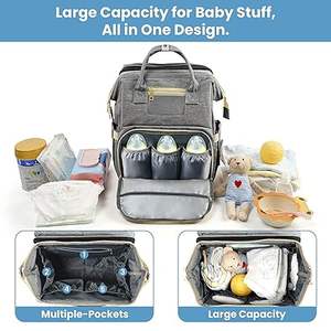 Muestra Gratuita, Bolsa de Pañales de Gran Capacidad, Diseño Elegante, Vegano, de Cuero PU, para Mamá, Mochila para Pañales, Bolsa Cambiadora - Product Image 5