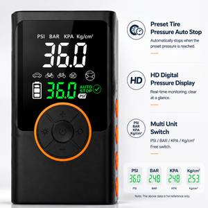 OEM ODM Portable Tire Inflator Air Compressor 150PSI Digital Display Auto Stop Tire <b>Pump</b> Power Bank LED Light for Car Motorcycle - Product Image 4