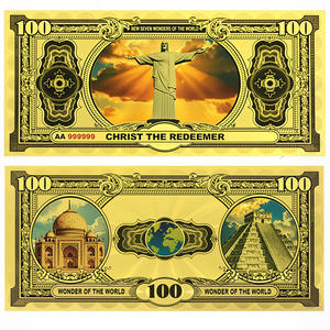 Nouvelle Conception Billet de Banque Commémoratif Sept Merveilles du <span class=keywords><strong>Monde</strong></span> Plaqué Or 24K Billet de Banque en Feuille d'Or 100$ Collection Cadeau - Product Image 2